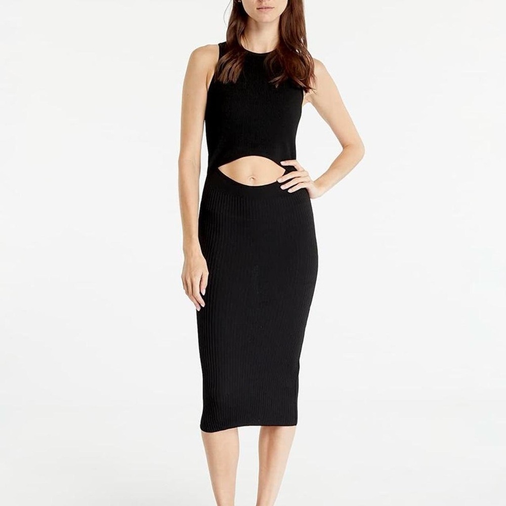 Good American black bodycon midi dress